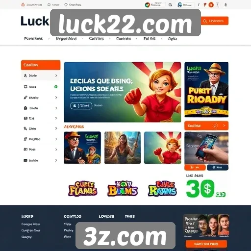 Interface do usuário do site luck22.com é intuitiva